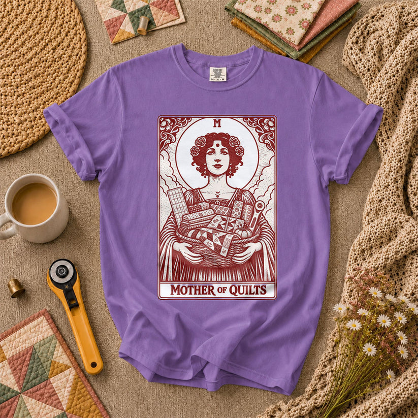 Mother Of Quilts Tarot Card T-Shirt - Heather Team Purple