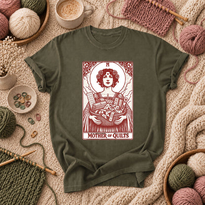 Mother Of Quilts Tarot Card T-Shirt - Military Green