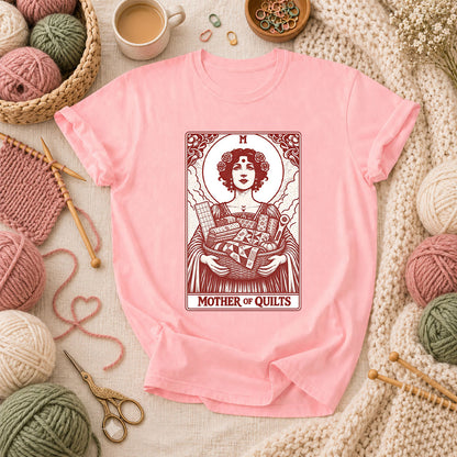 Mother Of Quilts Tarot Card T-Shirt - Pink
