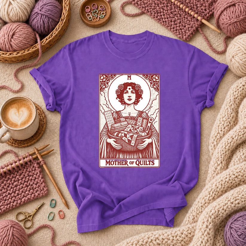 Mother Of Quilts Tarot Card T-Shirt - Purple