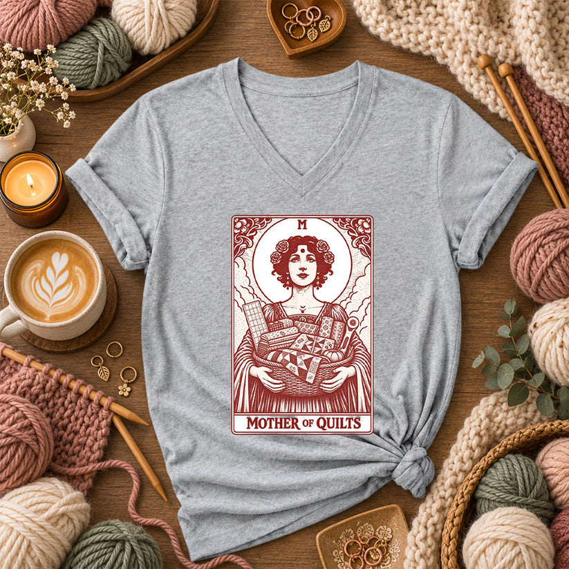 Mother Of Quilts Tarot Card Women's V-Neck - Athletic Heather