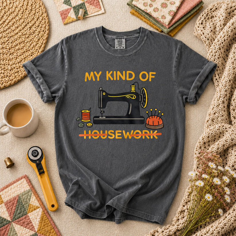 My Kind Of Housework Sew T-Shirt - Grey