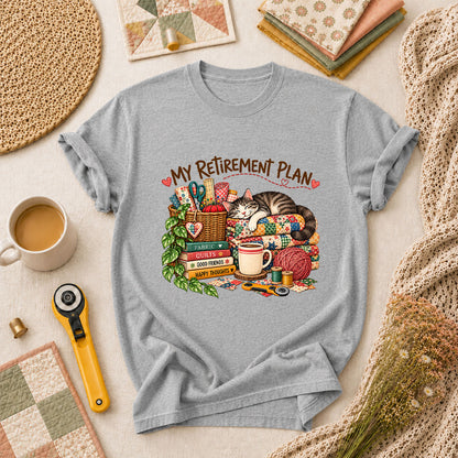 My Retirement Plan Cat Quilt Fabric T-Shirt - Athletic Heather