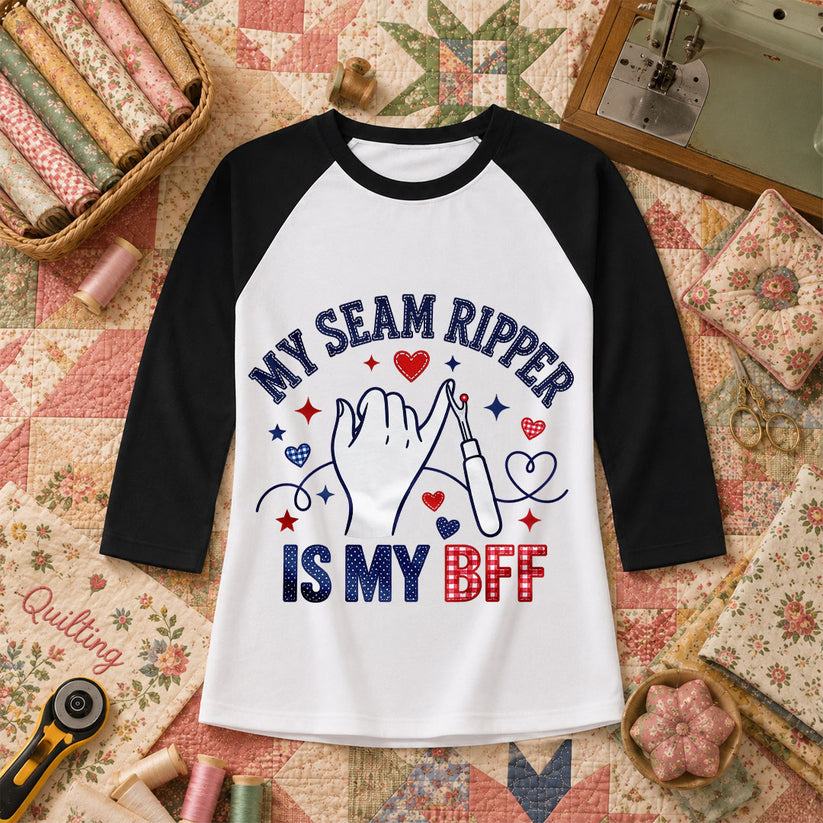 My Seam Ripper Is My BFF Raglan Sleeve - Black