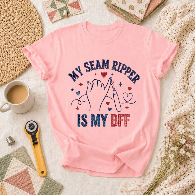 My Seam Ripper Is My BFF T-Shirt - Pink