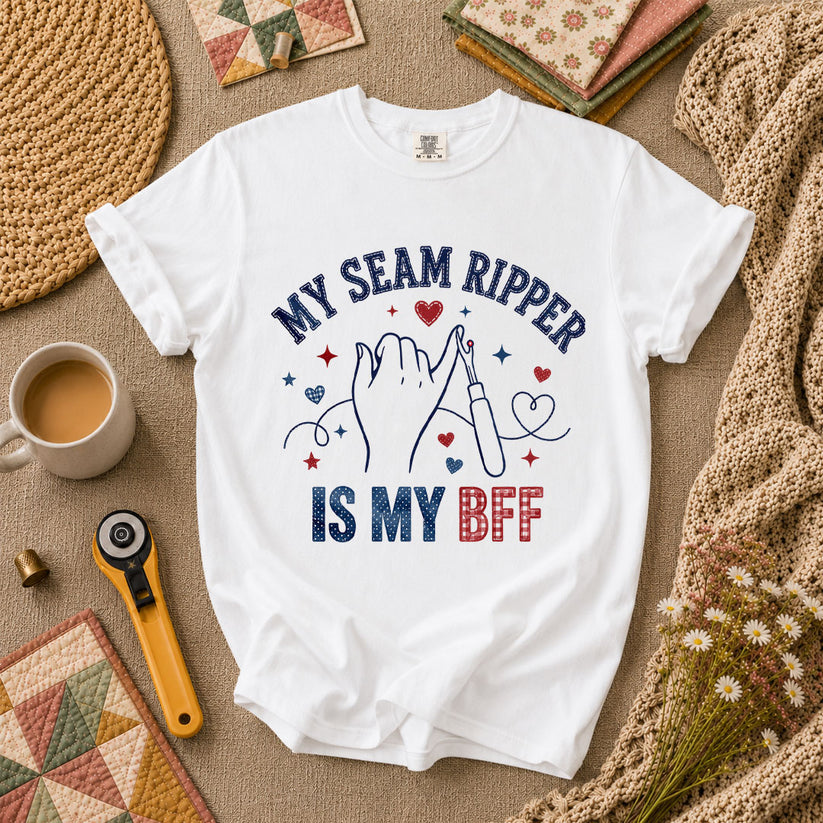 My Seam Ripper Is My BFF T-Shirt - White