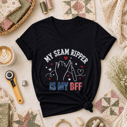 My Seam Ripper Is My BFF Women's V-Neck - Black