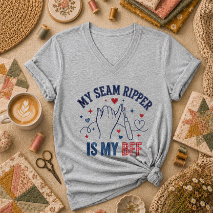 My Seam Ripper Is My BFF Women's V-Neck - Sport Grey