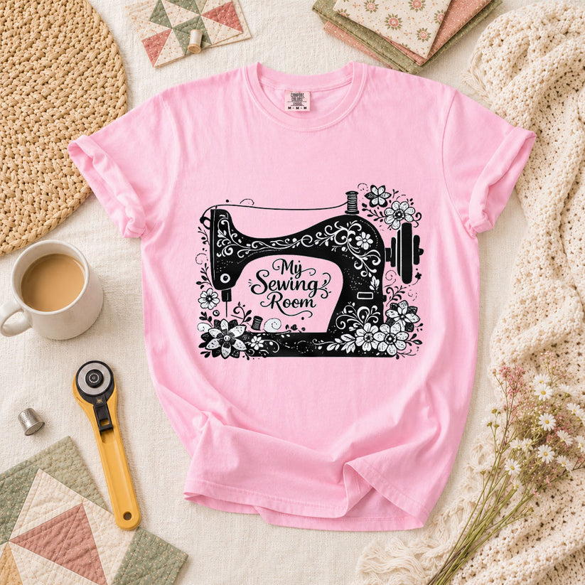 My Sewing Room Black White Sketch T-Shirt - Blossom