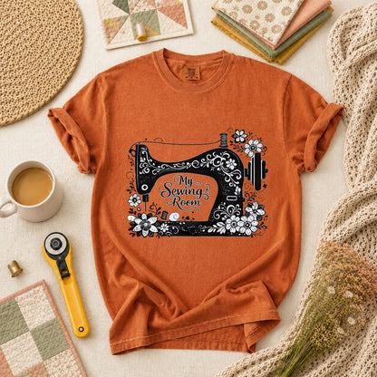My Sewing Room Black White Sketch T-Shirt - Yam