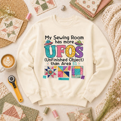 My Sewing Room Has More UFOs Than Area 51 Long Sleeve - Natural
