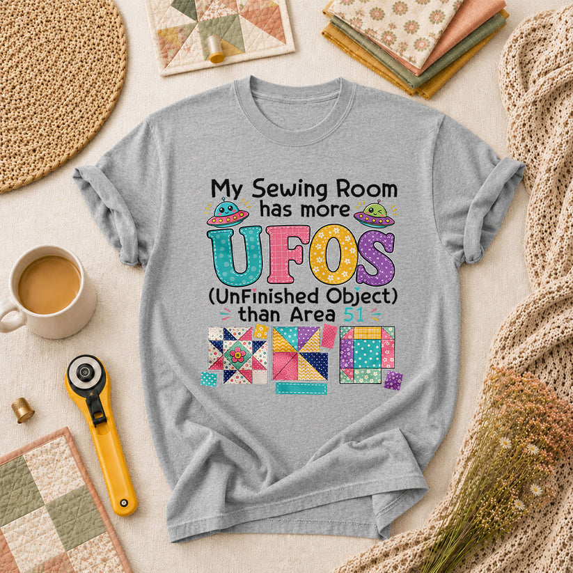 My Sewing Room Has More UFOs Than Area 51 T-Shirt - Athletic Heather