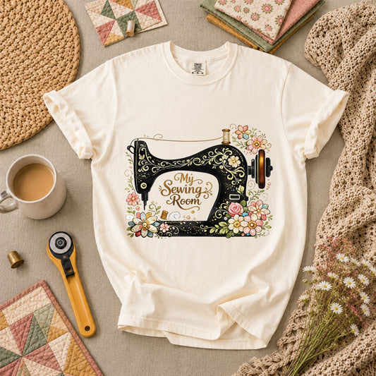 My Sewing Room Ornate Floral T-Shirt - Ivory