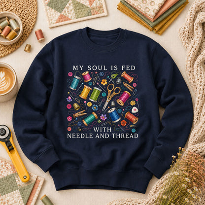 My Soul Is Fed With Needle And Thread Long Sleeve - Navy