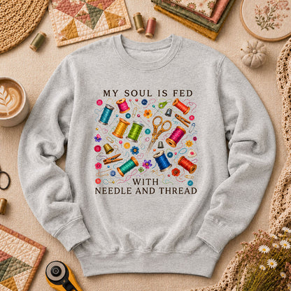 My Soul Is Fed With Needle And Thread Long Sleeve - Sport Grey