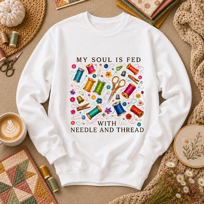 My Soul Is Fed With Needle And Thread Long Sleeve - White