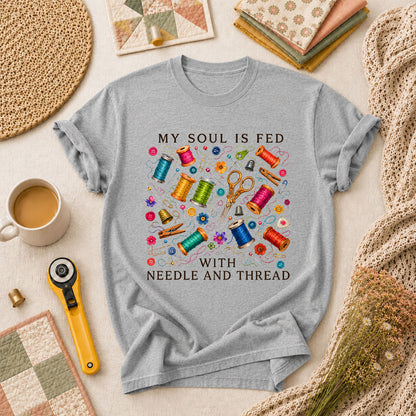 My Soul Is Fed With Needle And Thread T-Shirt - Athletic Heather