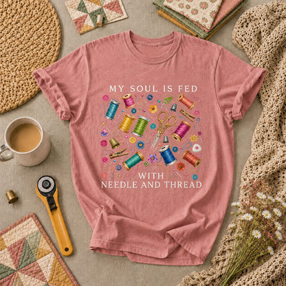 My Soul Is Fed With Needle And Thread T-Shirt - Heather Mauve