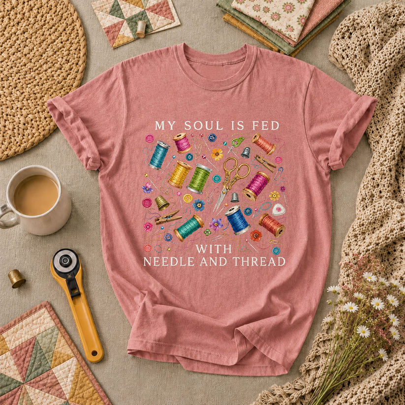 My Soul Is Fed With Needle And Thread T-Shirt - Heather Mauve