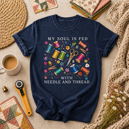 My Soul Is Fed With Needle And Thread T-Shirt - Navy