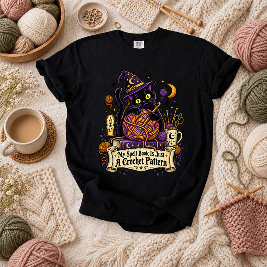 My Spell Book Is Just A Crochet Pattern T-Shirt - Black
