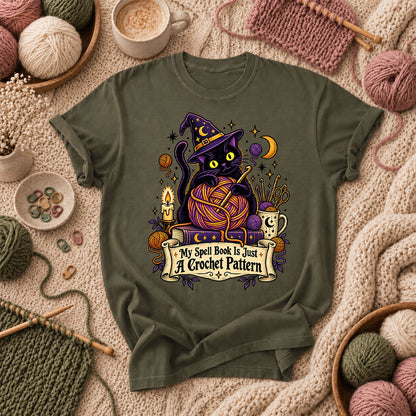 My Spell Book Is Just A Crochet Pattern T-Shirt - Military Green