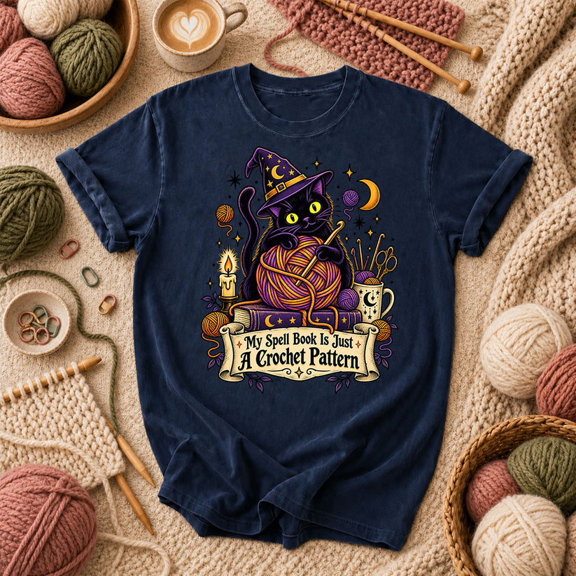 My Spell Book Is Just A Crochet Pattern T-Shirt - Navy