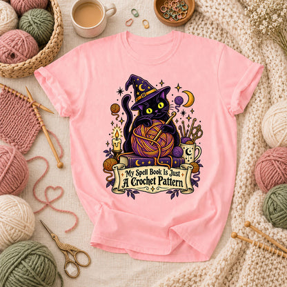 My Spell Book Is Just A Crochet Pattern T-Shirt - Pink