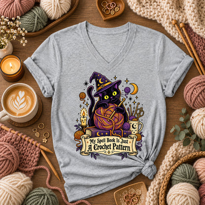 My Spell Book Is Just A Crochet Pattern Women's V-Neck - Athletic Heather