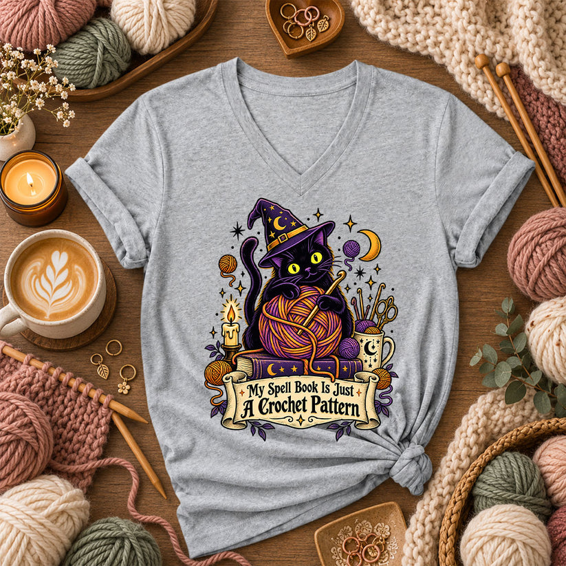 My Spell Book Is Just A Crochet Pattern Women's V-Neck - Athletic Heather