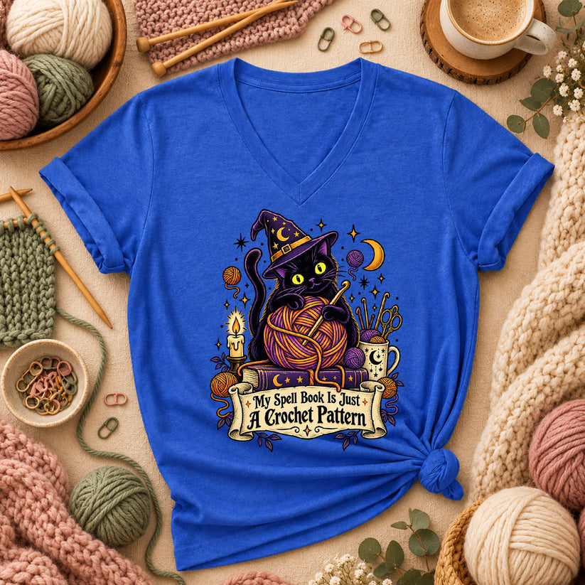 My Spell Book Is Just A Crochet Pattern Women's V-Neck - Heather True Royal