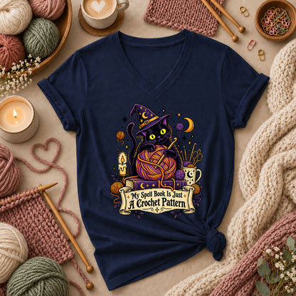 My Spell Book Is Just A Crochet Pattern Women's V-Neck - Navy
