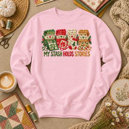 My Stash Holds Stories Christmas Fat Quarter Stacks Long Sleeve - Light Pink