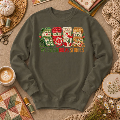 My Stash Holds Stories Christmas Fat Quarter Stacks Long Sleeve - Military Green