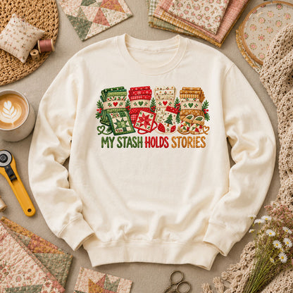 My Stash Holds Stories Christmas Fat Quarter Stacks Long Sleeve - Natural