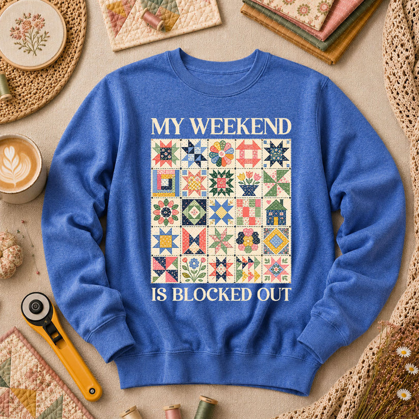 My Weekend Is Blocked Out Long Sleeve - Heather True Royal