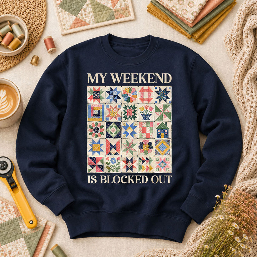 My Weekend Is Blocked Out Long Sleeve - Navy