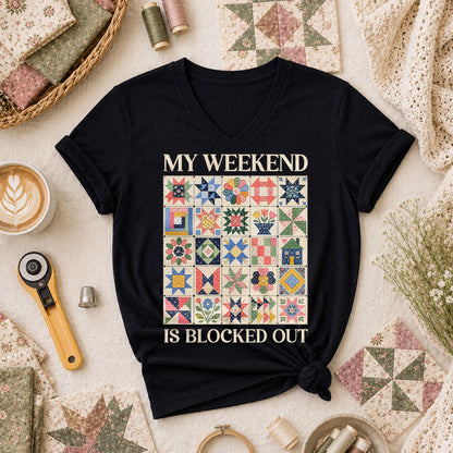 My Weekend Is Blocked Out Women's V-Neck - Black