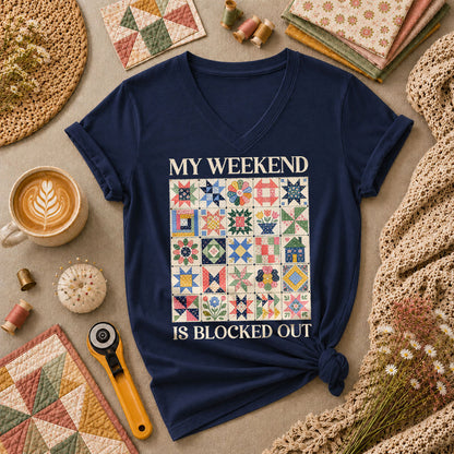 My Weekend Is Blocked Out Women's V-Neck - Navy