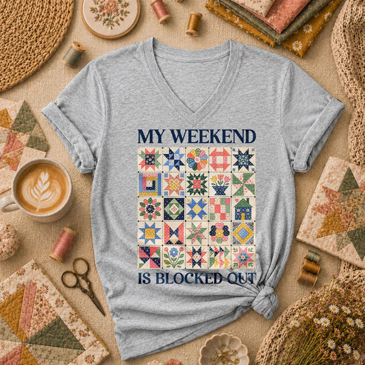 My Weekend Is Blocked Out Women's V-Neck - Sport Grey