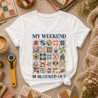 My Weekend Is Blocked Out Women's V-Neck - White