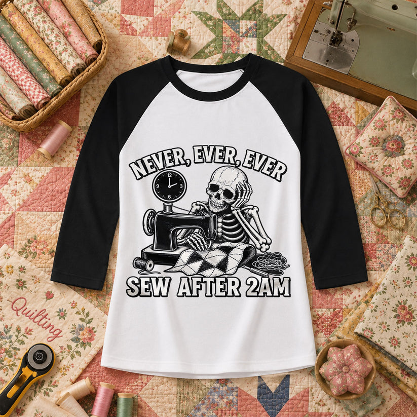Never Ever Ever Sew After 2AM Skeleton Raglan Sleeve - Black
