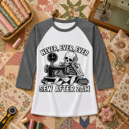 Never Ever Ever Sew After 2AM Skeleton Raglan Sleeve - Deep Heather