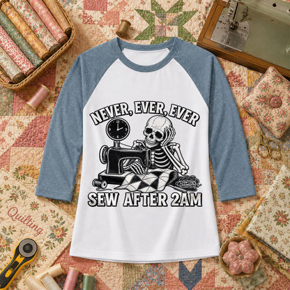 Never Ever Ever Sew After 2AM Skeleton Raglan Sleeve - Denim