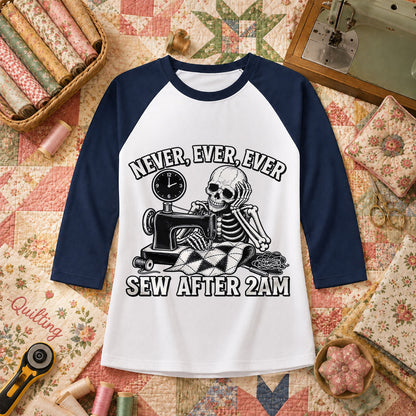 Never Ever Ever Sew After 2AM Skeleton Raglan Sleeve - Navy