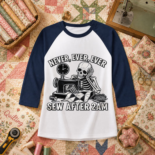 Never Ever Ever Sew After 2AM Skeleton Raglan Sleeve - Navy
