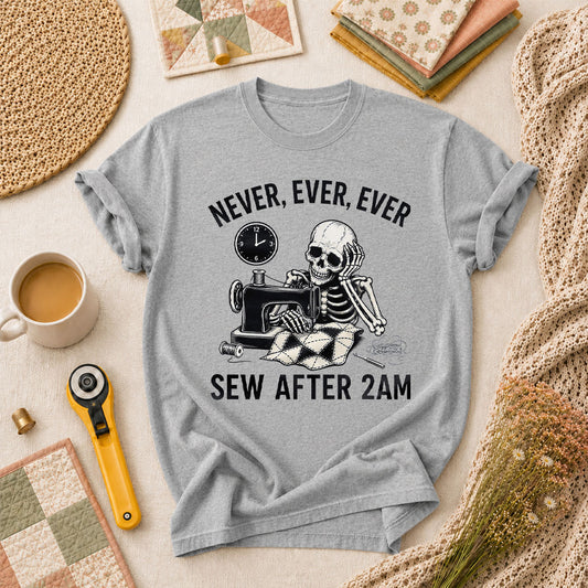 Never Ever Ever Sew After 2AM Skeleton T-Shirt - Athletic Heather