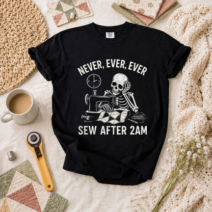 Never Ever Ever Sew After 2AM Skeleton T-Shirt - Black