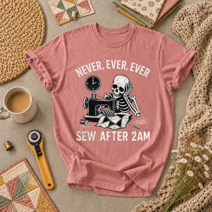 Never Ever Ever Sew After 2AM Skeleton T-Shirt - Heather Mauve