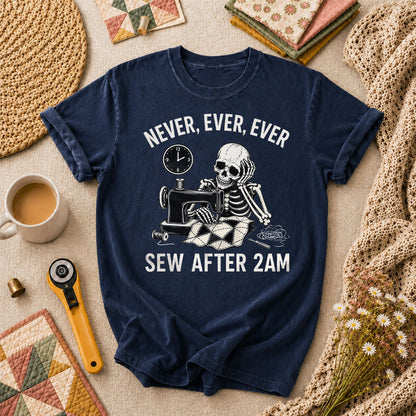 Never Ever Ever Sew After 2AM Skeleton T-Shirt - Navy